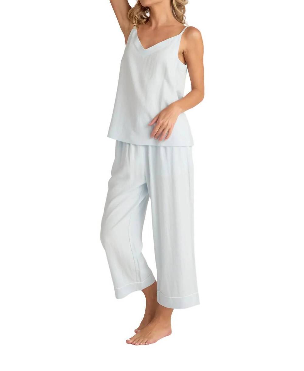 NEW FACEPLANT DREAMS women's linen blend pj tank top in sky blue